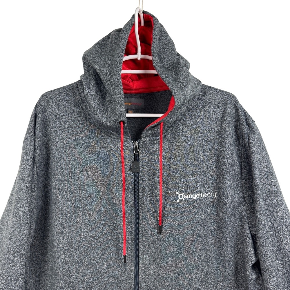 Orangetheory Fitness Mens XXL Full Zip Cotton Blend Hoodie Jacket Gray Red Trim - Picture 2 of 10